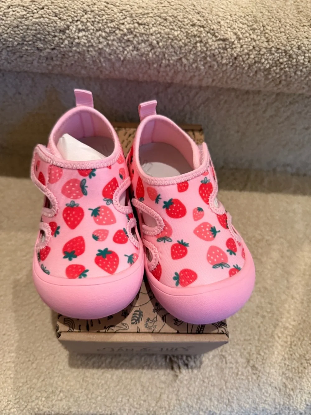 Jan & Jul Kids Pink Strawberry Print Slip-On Shoes